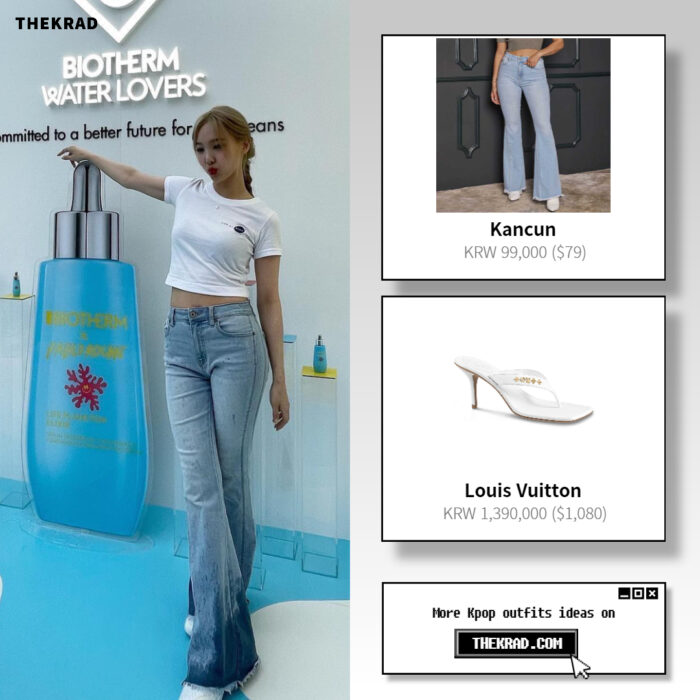 Twice Nayeon outfit from June 6, 2022 : Louis Vuitton sandals and more