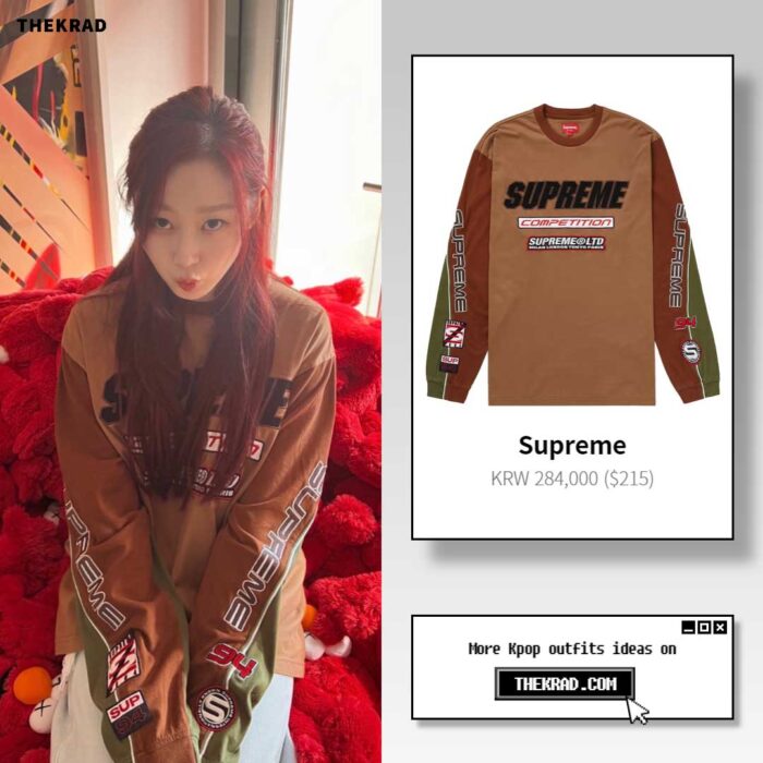 Aespa Giselle outfit from July 18, 2022 : Supreme L/S tee