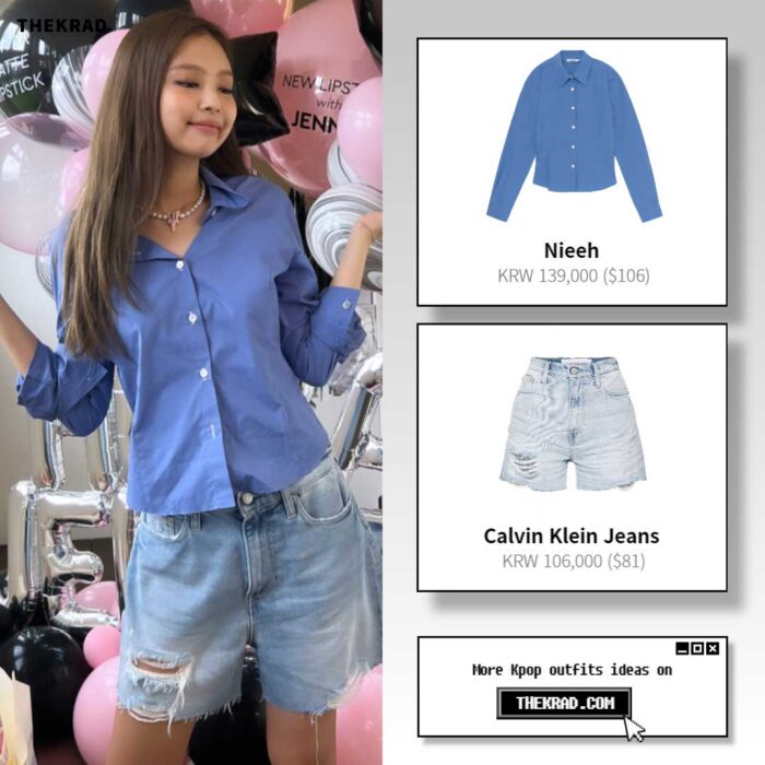 Blackpink Jennie outfit from July 17, 2022 : Nieeh shirt and more