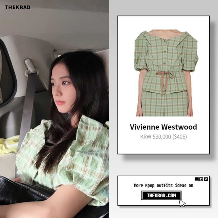 Blackpink Jisoo outfit from July 12, 2022 : Vivienne Westwood blouse