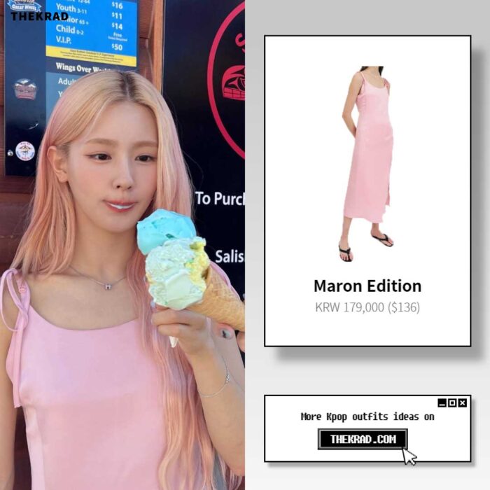 (G)I-dle Miyeon outfit from July 27, 2022 : Maron Edition dress
