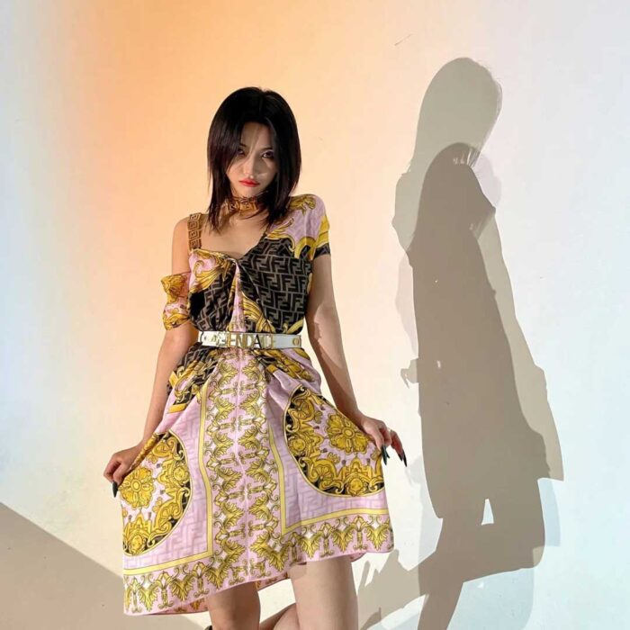 (G)I-dle Soyeon outfit from July 7, 2022 : Fendi x Versace dress and more