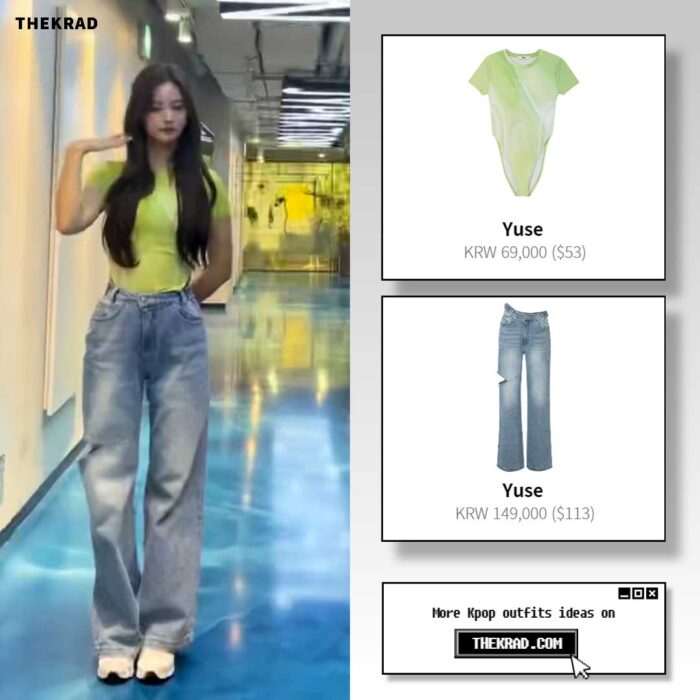 Nmixx Sullyoon outfit from July 25, 2022 : Yuse jeans and more