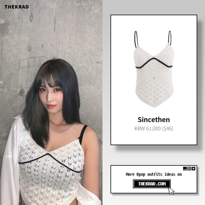 Twice Momo outfit from July 19, 2022 : Sincethen sleeveless top