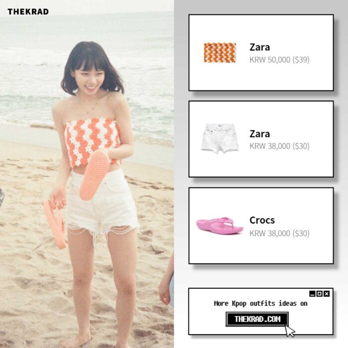Le Sserafim Chaewon outfit from Aug 9, 2022 : Zara top and more